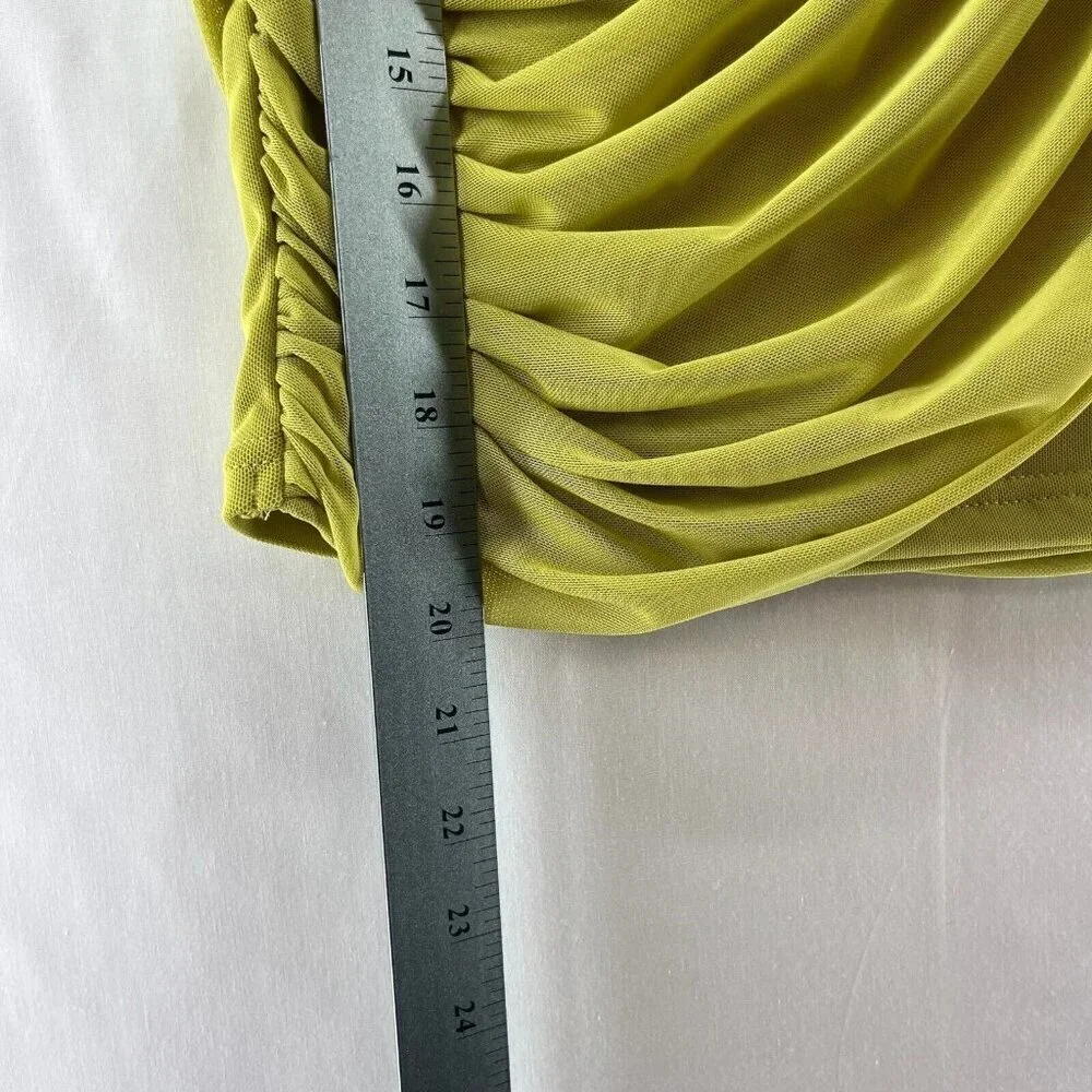 Willow & Root Tank Top Womens Size M Mesh Yoke Draped Sleeveless Blouse Yellow - Picture 12 of 12